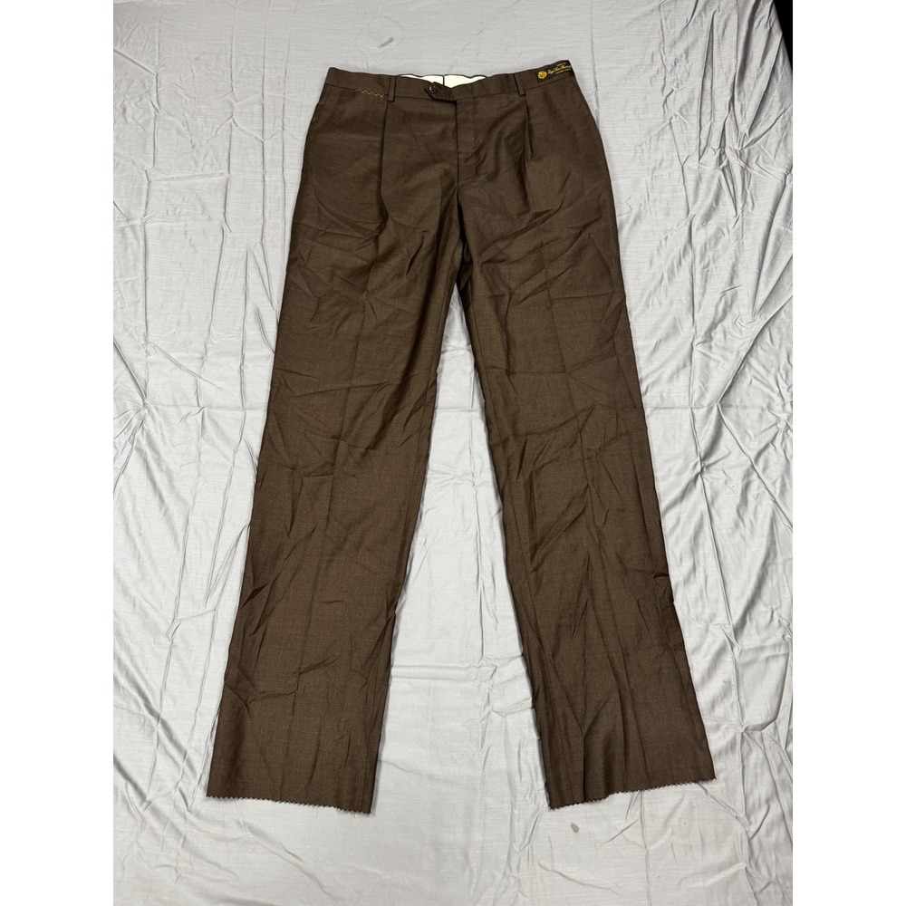 Daniel Cremieux Loro Piana Super 120s Wool Dress Pant Mens 38 Brown Unhemmed NWT